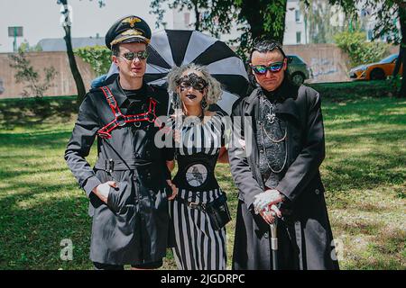 Bolkow, Wroclaw, Pologne. 9th juillet 2022. L'édition 28th du Festival de la fête du Château 2022 a lieu au château de BolkÃ³w. Comme chaque année, des foules de fans en beaux costumes gothiques apparaissent au seul festival de ce genre en Europe. (Credit image: © Krzysztof Zatycki/ZUMA Press Wire) Banque D'Images