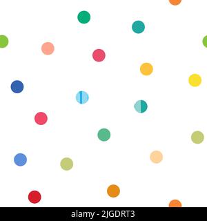 Motif sans couture de pois colorés sur fond blanc. Cercles de la même taille et de couleurs différentes. Banque D'Images