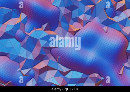 Coloré Résumé 3D la visualisation d'une surface géométrique de faible poly. 3d illustration du rendu. Motif d'arrière-plan pour la conception. Banque D'Images