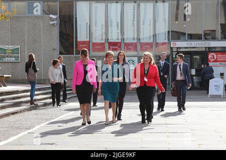 Conférence annuelle de Plaid Cymru avec le conférencier invité, le premier ministre d'Écosse, Nicola Sturgeon, au centre artistique d'Aberystwyth Banque D'Images