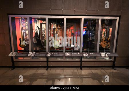 Musiciens guitares au musée de la culture pop à Seattle. Banque D'Images