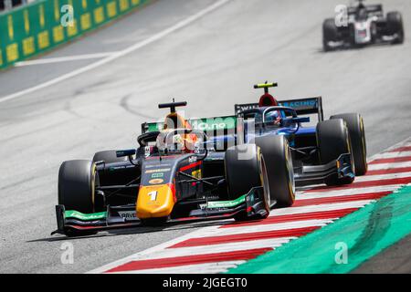 01 HINGER Dennis (NOR), Prema Racing, Dallara F2, action lors de la manche 8th du Championnat de Formule 2 de la FIA 2022, sur le Red Bull Ring, de 8 juillet à 10, 2022 à Spielberg, Autriche - photo: Antonin Vincent / DPPI/DPPI/LiveMedia Banque D'Images