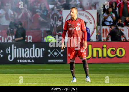 Toronto, Canada. 09th juillet 2022. Domenico Criscito (44) pendant le match MLS entre le FC de Toronto et les tremblements de terre de San Jose au champ BMO. Le jeu s'est terminé en 2-2. (Photo par Angel Marchini/SOPA Images/Sipa USA) crédit: SIPA USA/Alay Live News Banque D'Images