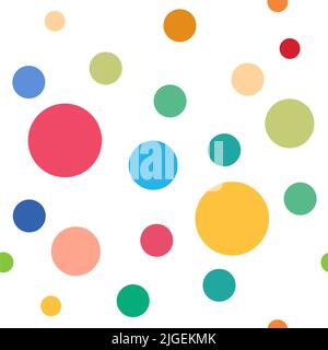Illustration sans couture d'un motif de pois de différentes couleurs et tailles. Illustration vectorielle multicolore. Illustration de Vecteur