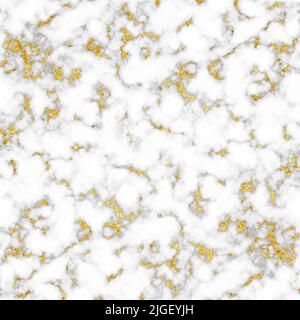 Texture marbre blanc avec éléments en feuilles dorées. Arrière-plan vectoriel abstrait. Illustration de Vecteur