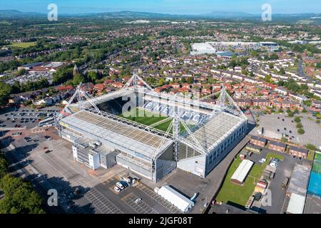 Preston North End football Club, Deepdale Stadium. Image aérienne. 20th juin 2022. Banque D'Images