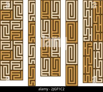 Une série de motifs de frontières décoratifs africains vectoriels. Illustration de Vecteur