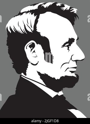 Un portrait vectoriel du président des États-Unis Abraham Lincoln en 16th en vue de profil. Illustration de Vecteur