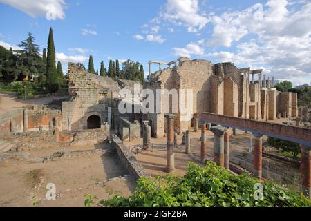 Site archéologique romain au Teatro Romano de l'UNESCO et une partie de la ville romaine d'Emerita Augusta à Merida, Estrémadure, Espagne Banque D'Images