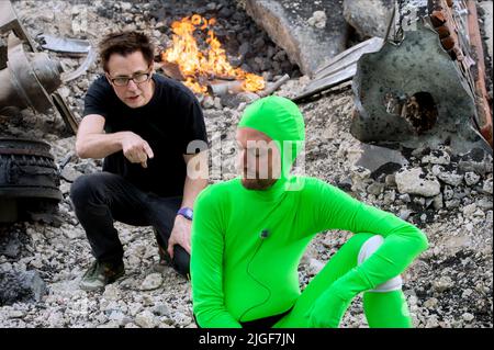 JAMES GUNN, SEAN GUNN (SUR LE JEU ROCKET), GARDIENS DE LA GALAXIE, 2014 Banque D'Images