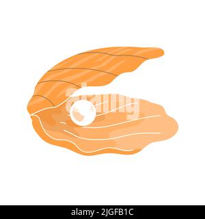 Coquillages avec perle. Coque torsadée sous l'eau marine. Mollusque sous-marin. Décoration pour femmes. Illustration vectorielle plate isolée sur fond blanc Illustration de Vecteur