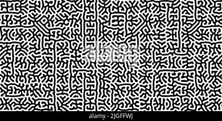 Motif monochrome sans couture de diffusion de réaction de Turing ou ornement ethnique. Fond naturel avec structures organiques. Illustration vectorielle de produit chimique Illustration de Vecteur