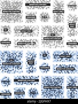Symboles de censure. Modèles d'effet pixelation pour le contenu adulte garish vecteur mosaïque signes collection Illustration de Vecteur