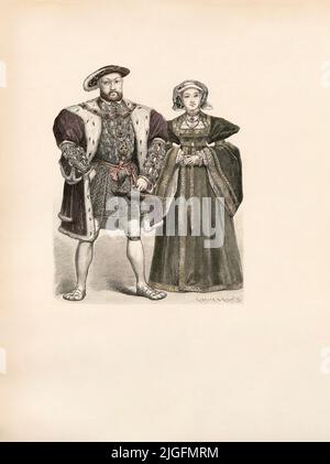 Henry VIII (1509-1546), Anne de Cleves (1525), 16th Century, Illustration, l'Histoire du Costume, Braun & Schneider, Munich, Allemagne, 1861-1880 Banque D'Images