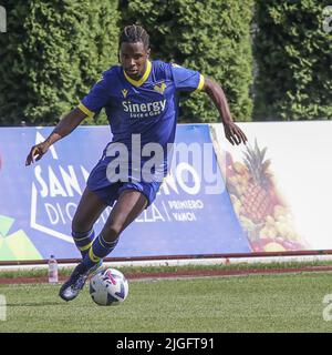 Mezzano, Italie. 09th juillet 2022. Adrien Tameze de Hellas Verona FC pendant Hellas Verona vs US Primiero, 1Â° frendly match pré-saison Serie A Tim 2022-23, à 'Centro Sportivo Intercomunale' Mezzano di Fiera di Primiero (TN), Italie, on 09 juillet 2022. Crédit : Agence photo indépendante/Alamy Live News Banque D'Images