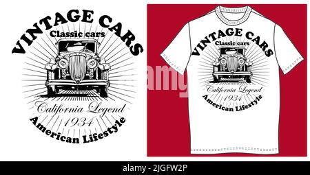 Étiquette de service de voiture classique vintage isolée sur fond blanc - illustration vectorielle (idéale pour l'impression, t-shirt) Illustration de Vecteur