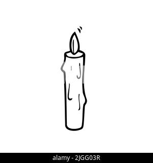 Bougie allumée dessin à la main. Noël, carte de vœux d'anniversaire, élément de conception d'invitation de célébration. Dessin artistique de la ligne des gâteaux de Pâques. Pâtisserie Illustration de Vecteur