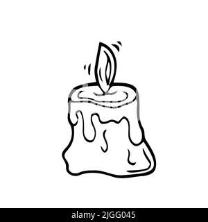 Bougie allumée dessin à la main. Noël, carte de vœux d'anniversaire, élément de conception d'invitation de célébration. Dessin artistique de la ligne des gâteaux de Pâques. Pâtisserie Illustration de Vecteur