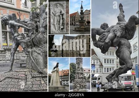 Braunschweig, également appelé Brunswick, (Allemagne) la "ville du Lion" est une belle ville de Basse-Saxe pleine de bâtiments historiques Banque D'Images