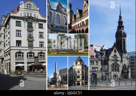 Leipzig est le centre de la vie culturelle allemande, des galeries, des musées et des salles de concert, des églises romanes, des bâtiments Art Nouveau et des vieux cafés. Banque D'Images