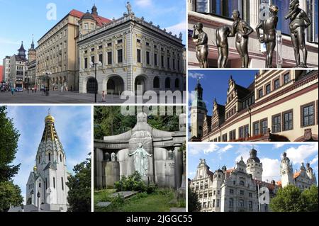 Leipzig est le centre de la vie culturelle allemande, des galeries, des musées et des salles de concert, des églises romanes, des bâtiments Art Nouveau et des vieux cafés. Banque D'Images