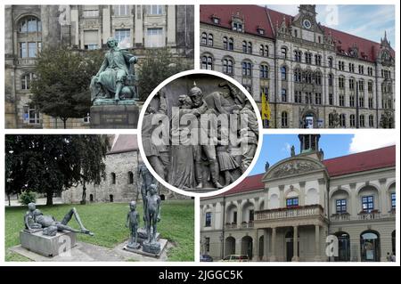 Magdeburg est une ville allemande d'importance commerciale considérable, presque complètement détruite pendant la Seconde Guerre mondiale, aujourd'hui soigneusement reconstruite. Banque D'Images