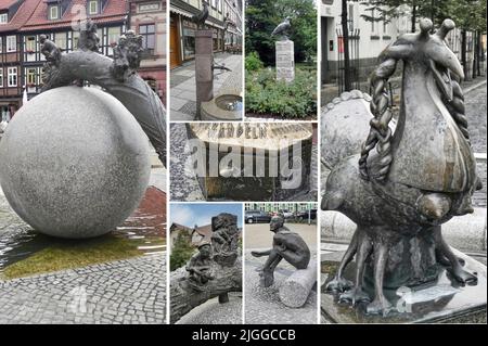 Wernigerode est un beau village de Saxe-Anhalt, Allemagne. Banque D'Images