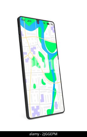 navigation dans le téléphone sur fond blanc. Illustration isolée 3D Banque D'Images