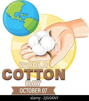 Illustration de la bannière 7 octobre de la Journée mondiale du coton Illustration de Vecteur