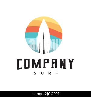 Logo de conception d'illustration de planche de surf,été,modèle de conception,symbole Illustration de Vecteur