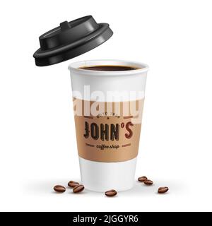 Tasse de café et haricots concept réaliste avec symboles de café illustration vectorielle Illustration de Vecteur