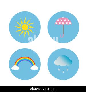 Icônes météo vectorielles caricatures isolées sur fond blanc Illustration de Vecteur