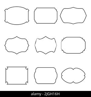 Ensemble d'autocollants vectoriels, cadres, étiquettes vintage vierges Illustration de Vecteur