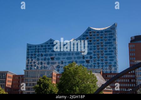 Hambourg, Allemagne 22 juin 2022, le point de vue de l'Elbphilharmonie Hamburg Banque D'Images