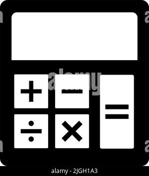 Icône de silhouette de calculatrice avec quatre symboles arithmétiques. Vecteur modifiable. Illustration de Vecteur