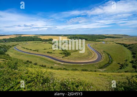 Rivière Cuckmere et vallée sur les South Downs, East Sussex, Angleterre, Royaume-Uni. Banque D'Images