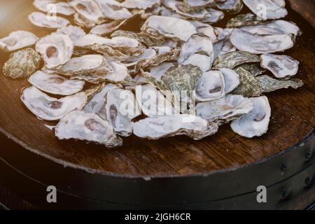 Coquilles d'huîtres vides. Sélection. Cuisine méditerranéenne Banque D'Images