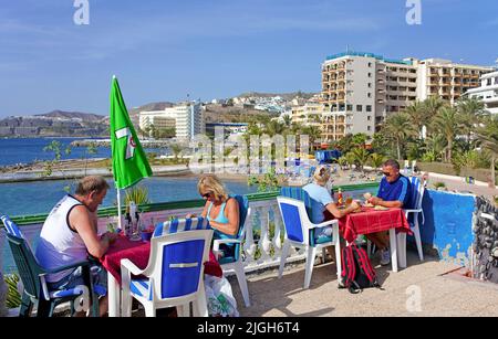 Bar de plage à la promenade de Patalavaca, Arguineguin, Grand Canary, îles Canaries, Espagne, Europe Banque D'Images