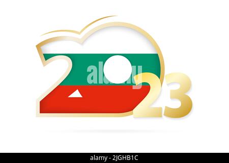 Année 2023 avec modèle de drapeau de Bulgarie. Illustration vectorielle. Illustration de Vecteur