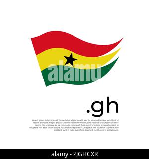 Drapeau du Ghana. Affiche nationale stylisée Vector sur fond blanc. Drapeau ghanéen peint avec des traits de pinceau abstraits avec domaine gh, place pour Illustration de Vecteur