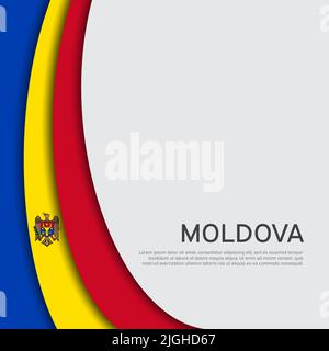 Abstrait agitant le drapeau de la moldavie. Couverture patriotique moldave d'État, prospectus. Fond créatif pour la moldavie carte de vacances patriotique conception. Style de coupe de papier Illustration de Vecteur