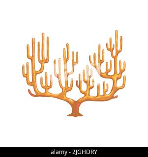 Corail plante sous-marine, océan vecteur isolé, aquarium et vie sous-marine. Bande dessinée biodiversité de la mer, flore marine Illustration de Vecteur