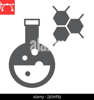 Icône de glyphe de chimie, école et éducation, icône de vecteur de ballon de chimie, graphiques vectoriels, signe plein de trait modifiable, eps 10. Illustration de Vecteur