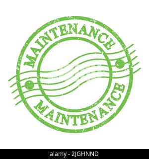 ENTRETIEN, texte écrit sur le timbre postal vert grungy. Banque D'Images