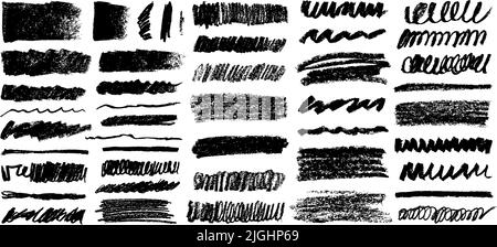 Lignes de crayon noires grengeuses vectorielles, traits de charbon de bois Illustration de Vecteur