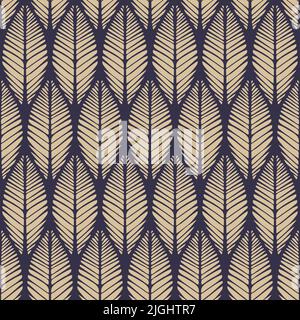 Motif vectoriel sans couture avec texture des feuilles sur fond violet. Papier peint botanique moderne. Feuillage décoratif textile de mode. Illustration de Vecteur