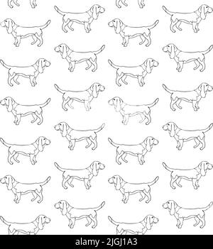 Motif vectoriel sans coutures pour chien de basse Illustration de Vecteur