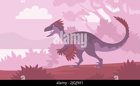 Velociraptor avec griffes dangereuses. Dinosaure prédateur de la période jurassique. Raptor aux plumes. Lézard chasseur fort. Faune avec préhistorique FO Illustration de Vecteur