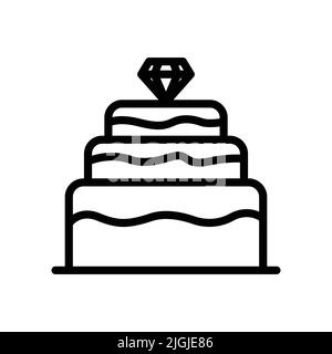 Icône gâteau avec pierre précieuse. Icône liée au mariage. Style d'icône de ligne. Conception simple modifiable Illustration de Vecteur