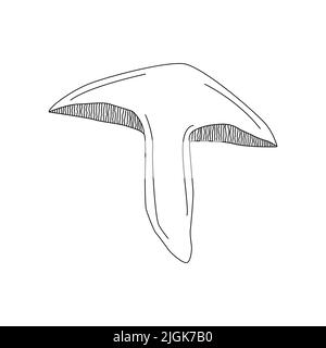 Logo d'illustration en forme de champignon. Les champignons tattoo sont très détaillés dans le style de dessin au trait. Clip art noir et blanc isolé sur fond blanc. Illustration de Vecteur